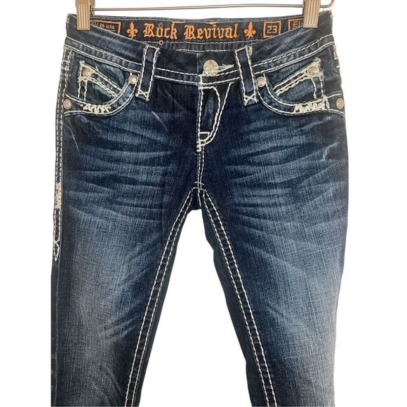 Rock Revival Blue Skinny Jeans with Stitch Detail - Picture 6 of 9